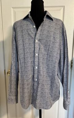 Bonobos Dress Shirt Mens 16.5/34 Blue& White Floral Cotton Button Up long sleeve